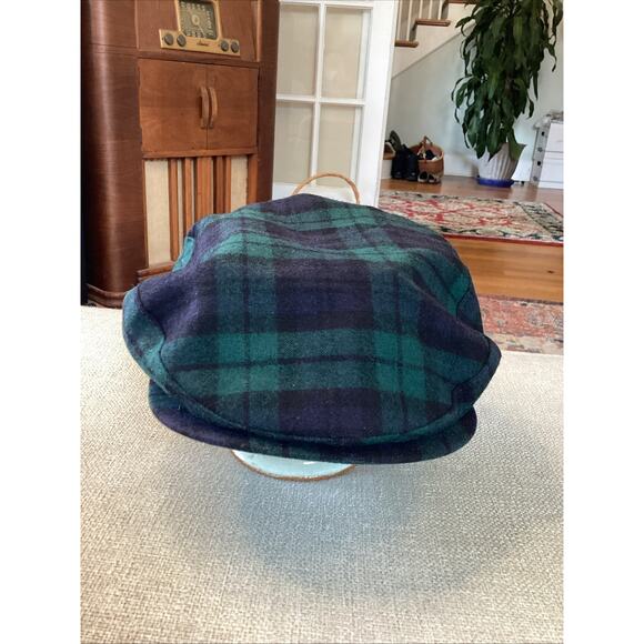 VTG Pendleton Virgin Wool Red Plaid Men’s Newsboy Cabbie Derby Hat Flat Cap L - Picture 1 of 10